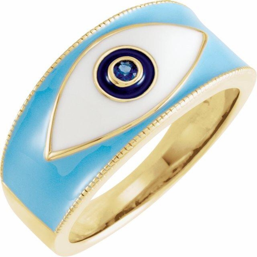 Sapphire evil eye ring